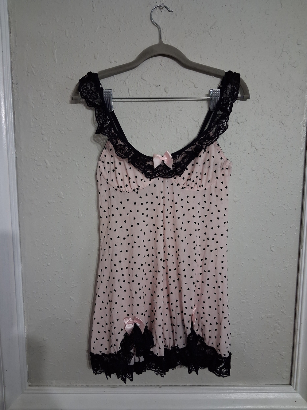 Vintage seductive wear cinema etoile babydoll polka dot lingerie nightgown pink